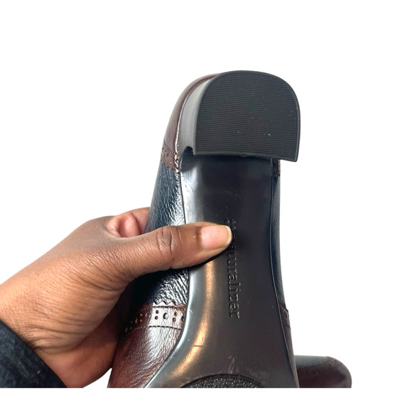 Naturalizer Oxford Loafers Block Heels Size 10M Navy Blue Brown Dark Academia - Picture 8 of 13